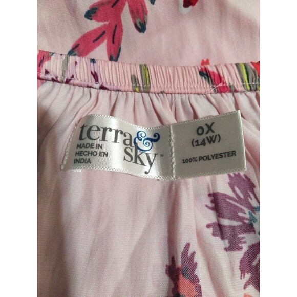 Terra  Sky Womens O W (14w)Drop Shoulder Flutter Sleeve Floral Print Baby Doll - Picture 9 of 11